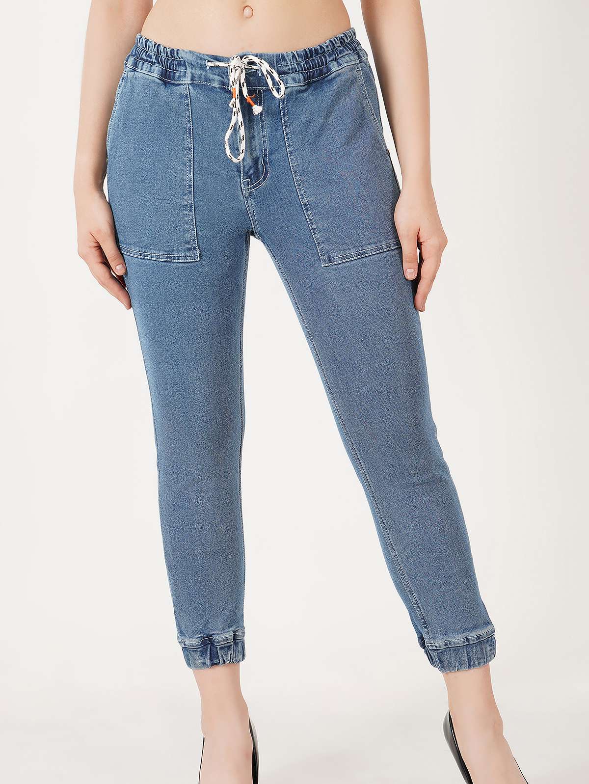 blue waist drawstring jogger - 19871830 -  Zoom Image - 0