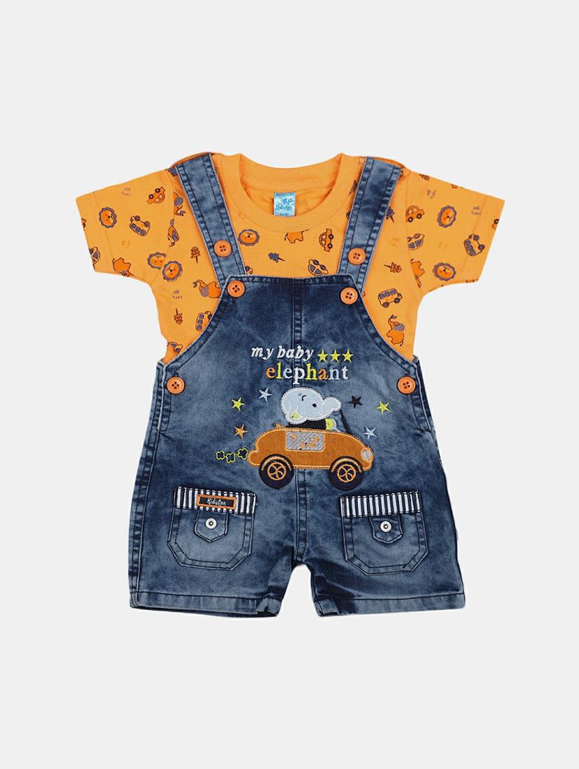elephant stone wash denim dungaree set - 19872497 -  Zoom Image - 0