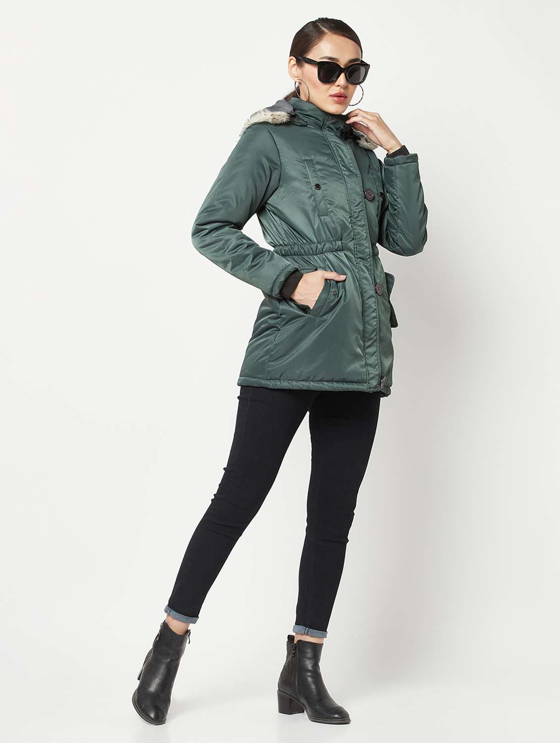 green solid polyester jacket - 19872895 - Standard Image - 5