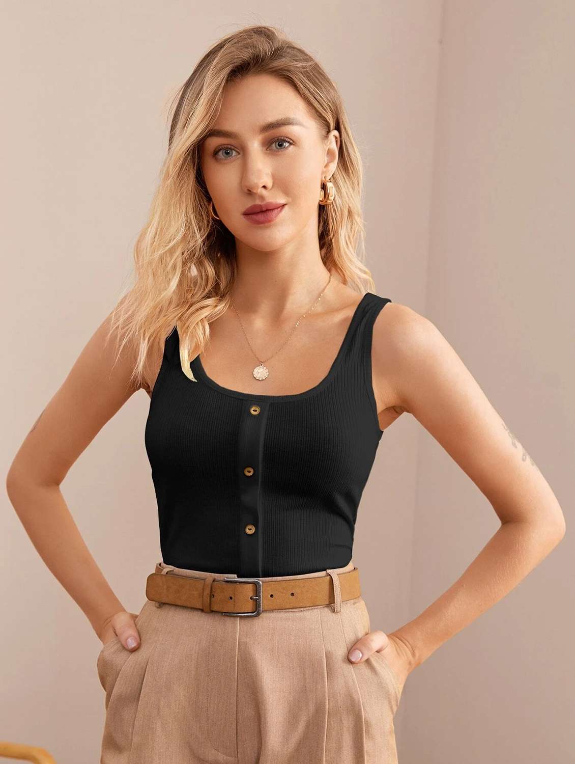 women's tank top scoop neck top - 19874017 - Zoom Image - 0