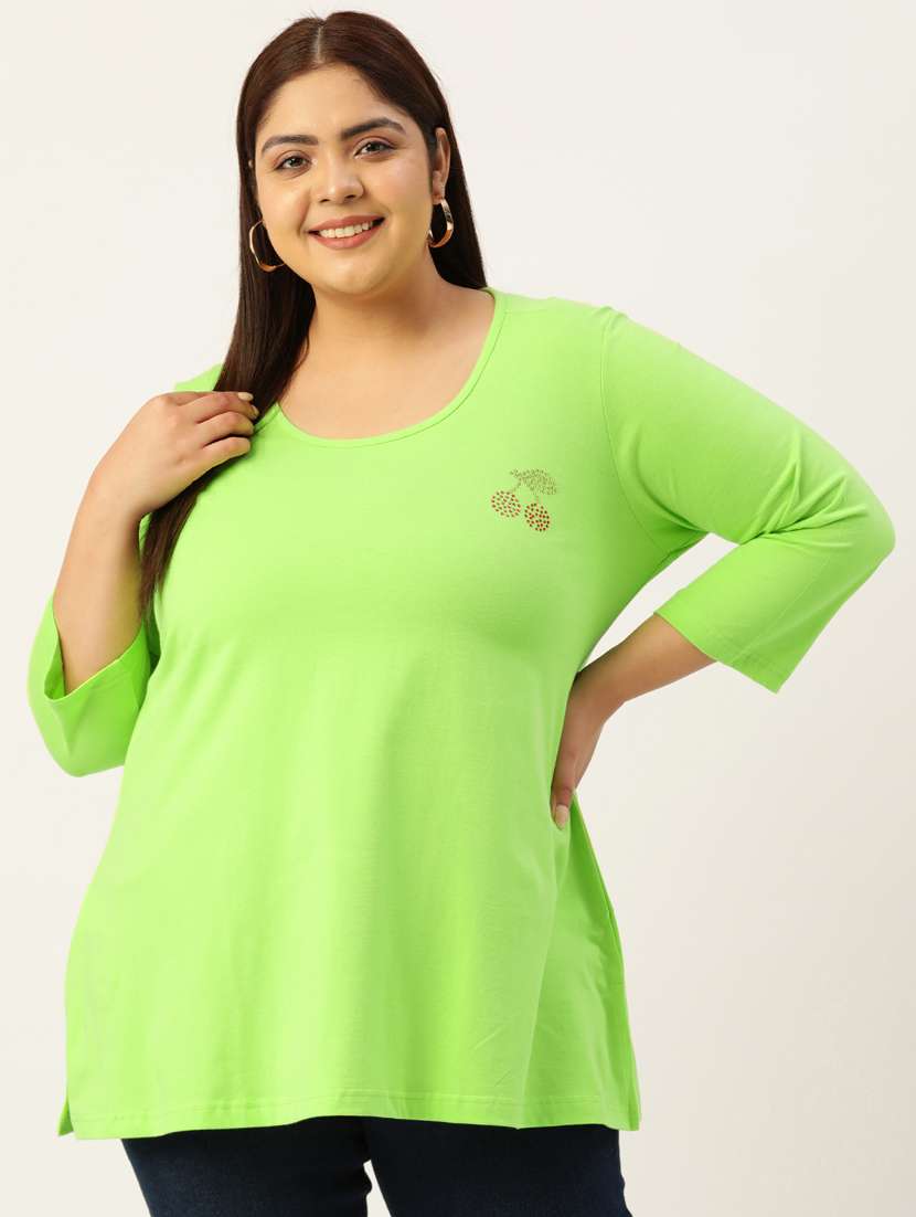 women's plain round neck t-shirt - 19874762 -  Zoom Image - 0