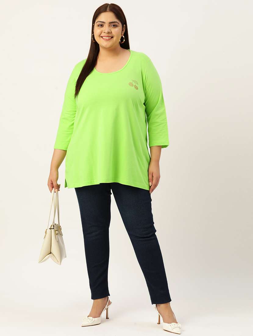 women's plain round neck t-shirt - 19874762 - Standard Image - 3