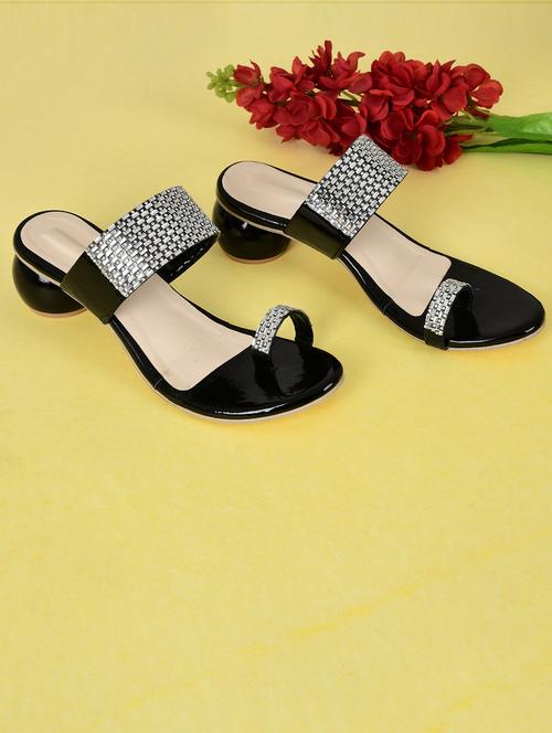 black patent leather slip on sandals - 19874814 - Standard Image - 0