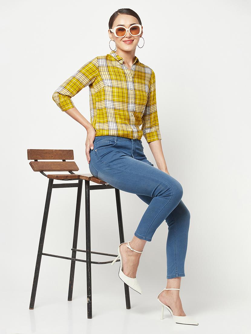 yellow check print regular shirt - 19874833 - Standard Image - 3