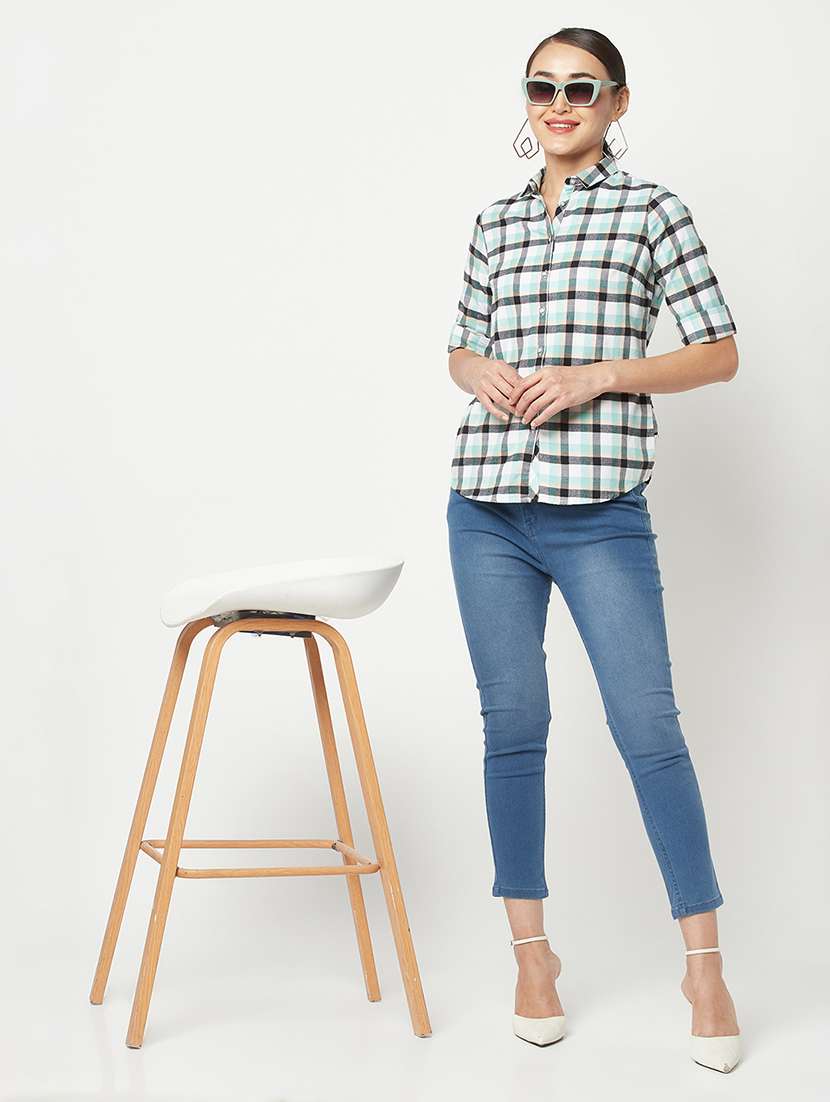 blue check print regular shirt - 19874835 - Standard Image - 3