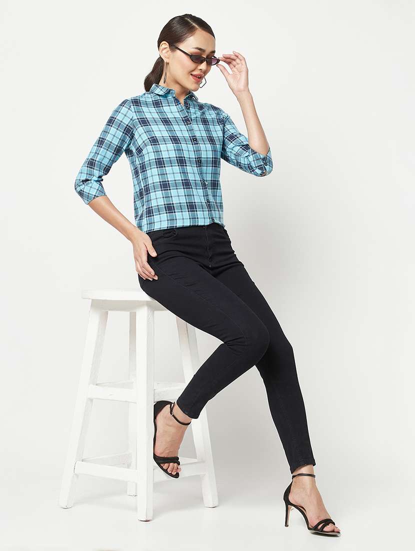 blue check print regular shirt - 19874837 -  Standard Image - 3