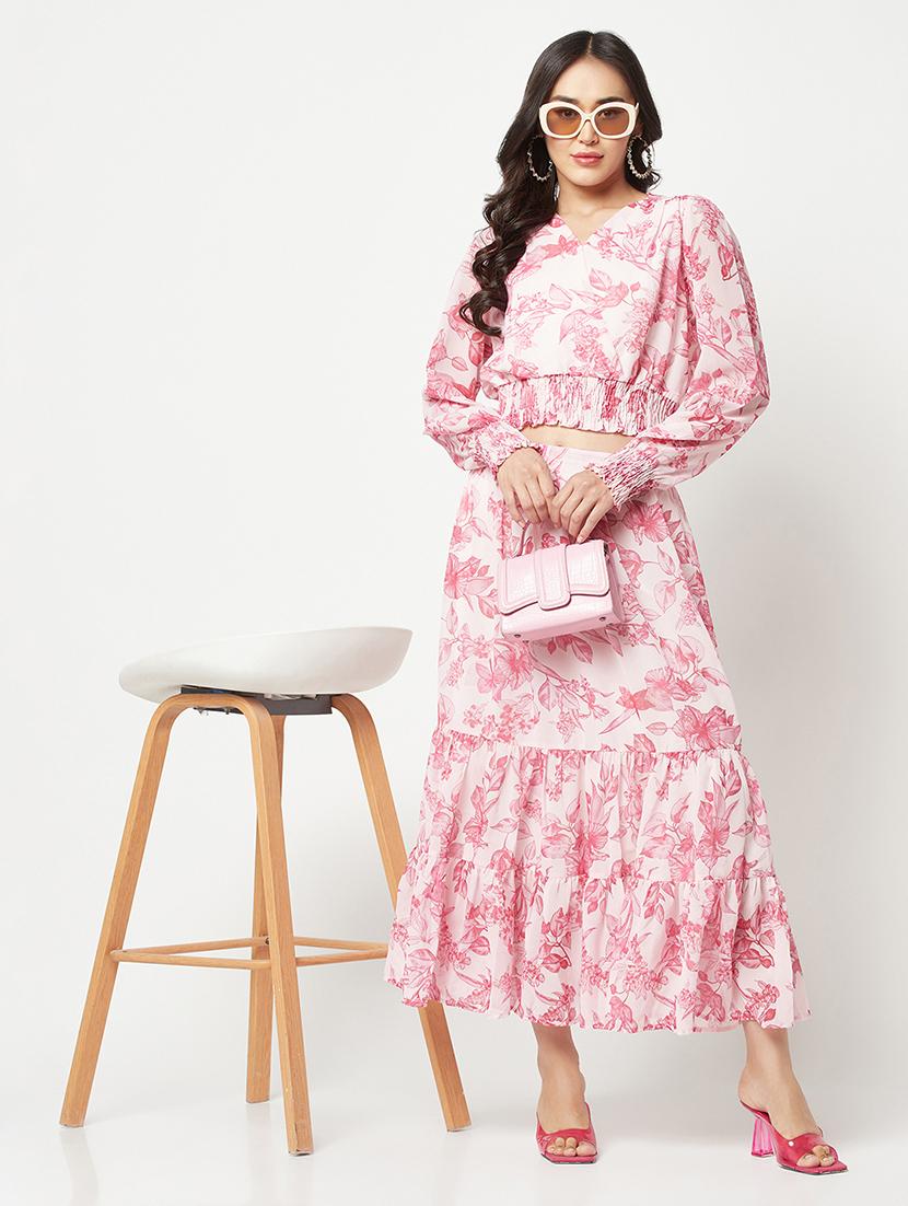 high waist printed flared skirt - 19874886 - Standard Image - 3