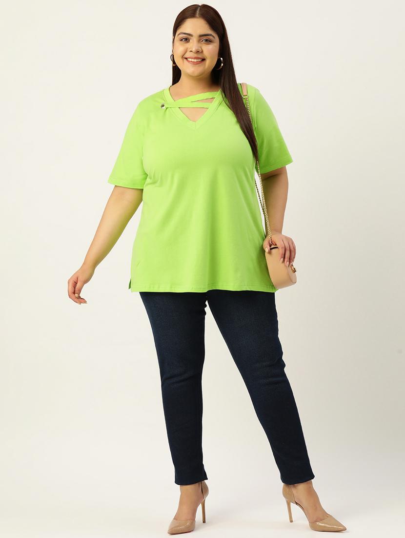 womenplus size solid v neck top - 19874940 - Standard Image - 3