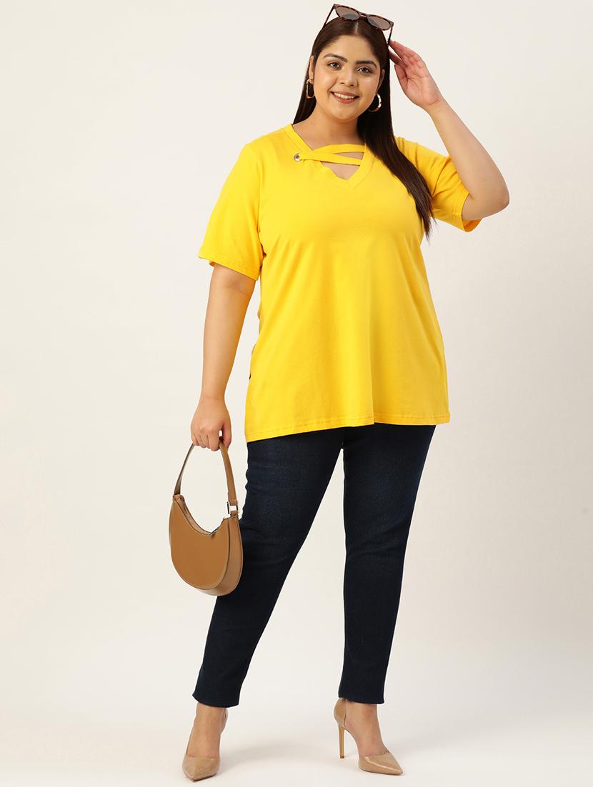 women's straight v neck top - 19874941 - Standard Image - 3