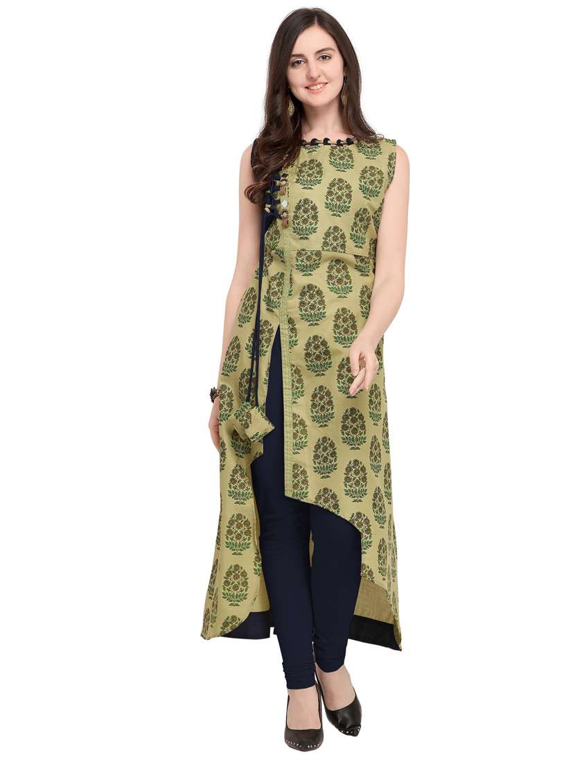 florals printed side slit kurta - 19875256 - Zoom Image - 0