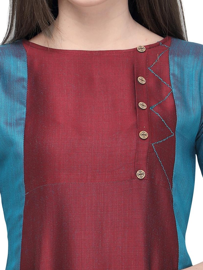 multi colored viscose straight kurta - 19875289 - Standard Image - 3