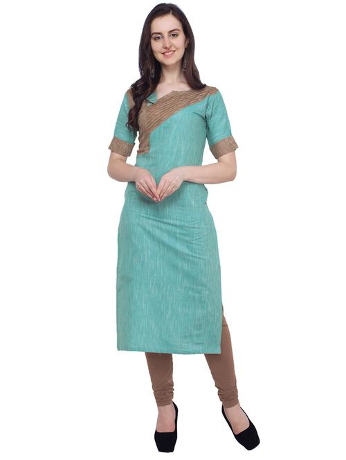 multi colored cotton blend straight kurta - 19875292 -  Standard Image - 0