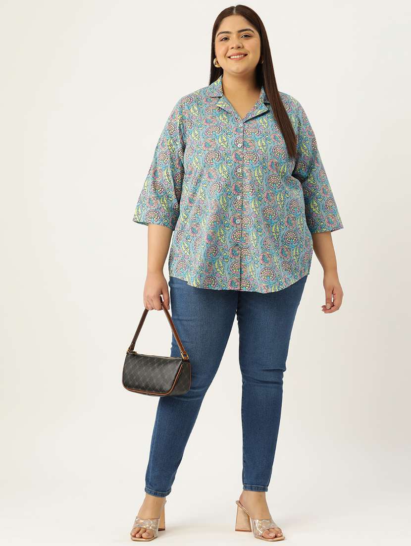 women printed cotton plus size shirt - 19875846 - Standard Image - 3