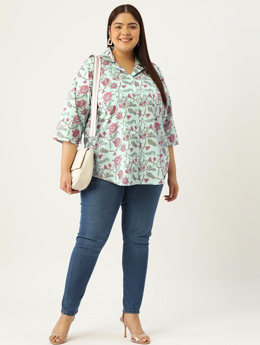 women printed cotton plus size shirt - 19875849 - Standard Image - 3