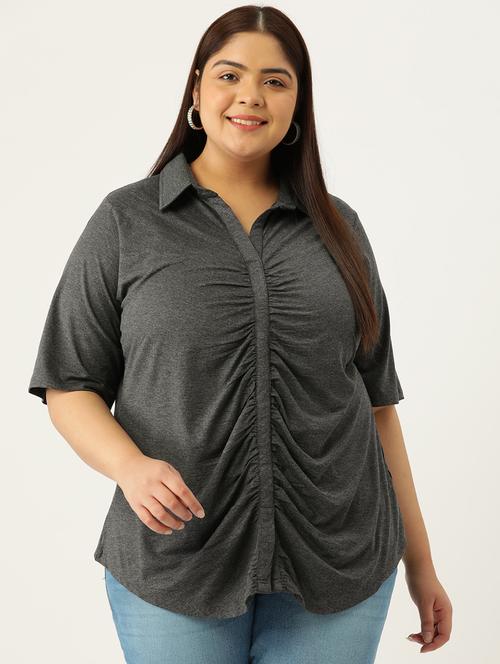 women's straight collared top - 19876339 - Standard Image - 0