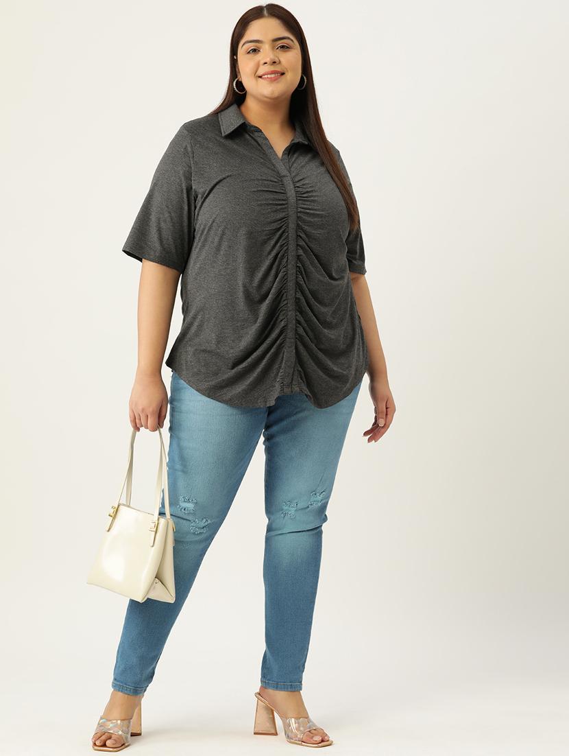 women's straight collared top - 19876339 - Standard Image - 3