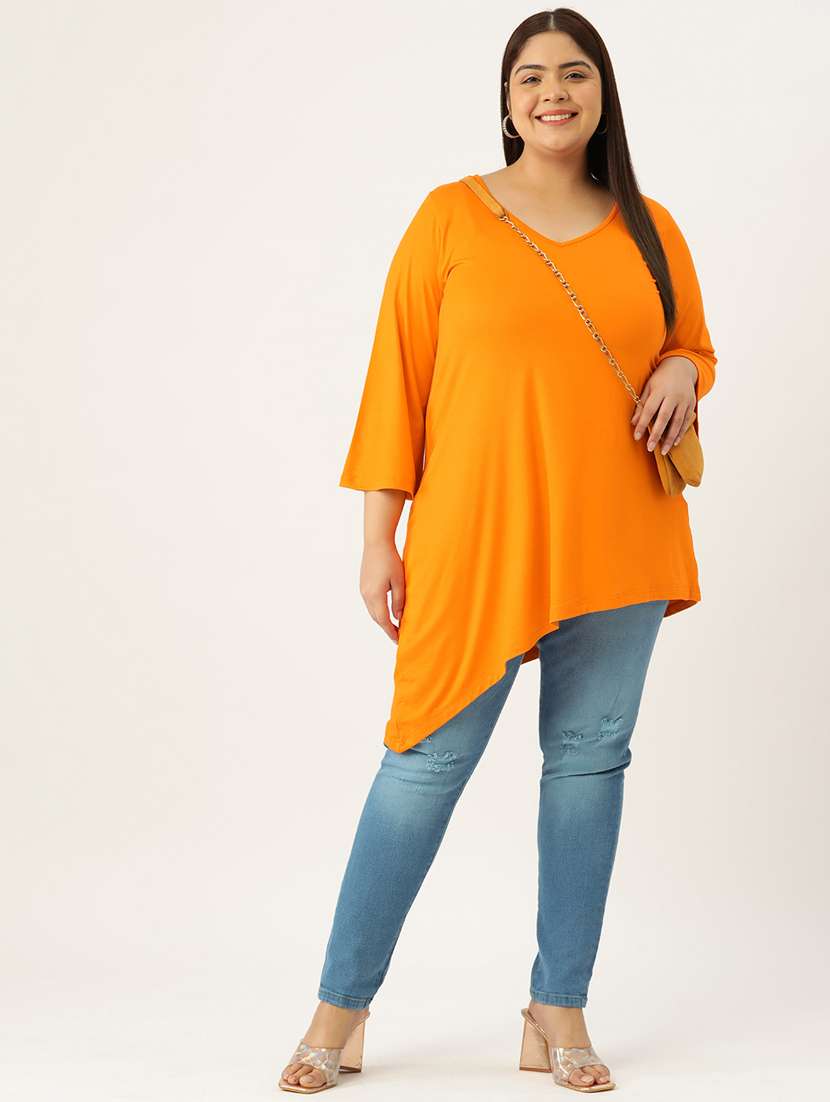 women's asymmetric v neck top - 19876348 - Standard Image - 3