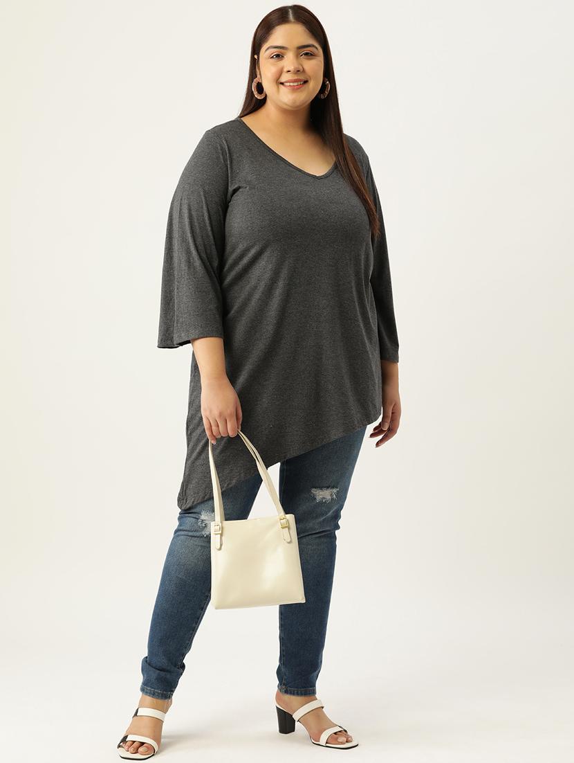 women's asymmetric v neck top - 19876349 - Standard Image - 3