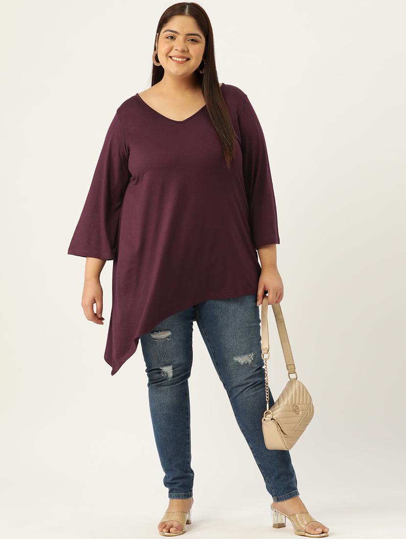 women's asymmetric v neck top - 19876350 - Standard Image - 3