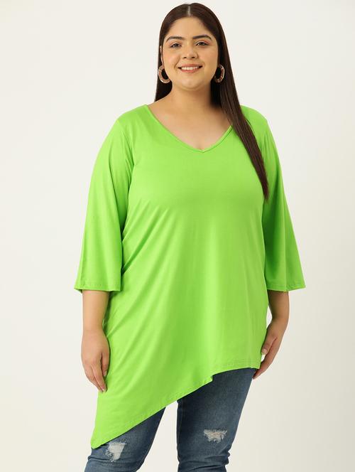 women's asymmetric v neck top - 19876351 - Standard Image - 0