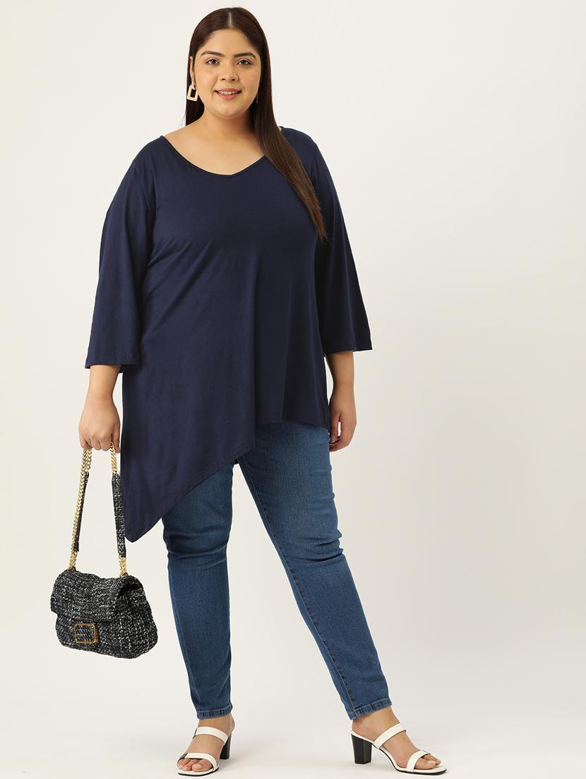women's high-low v neck top - 19876353 - Standard Image - 3