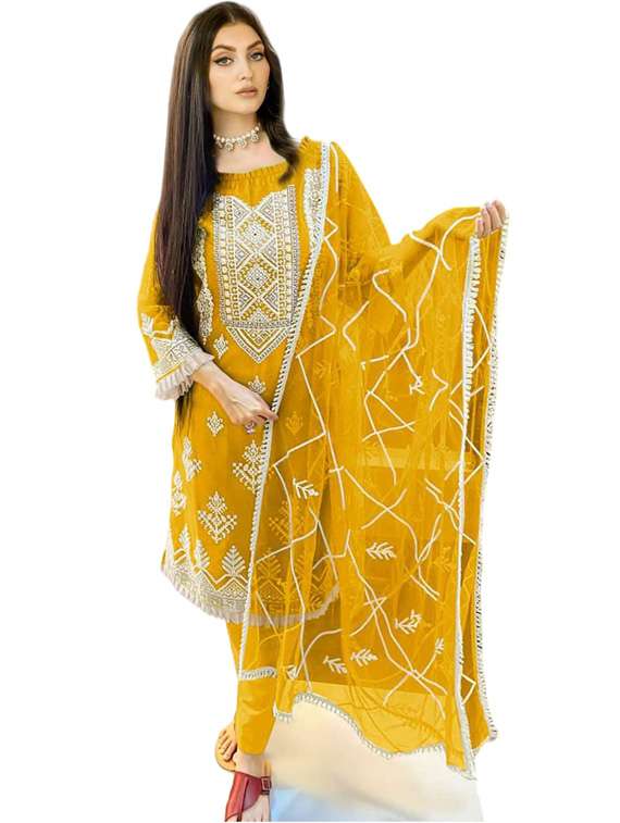 self design semi-stitched straight pant suits