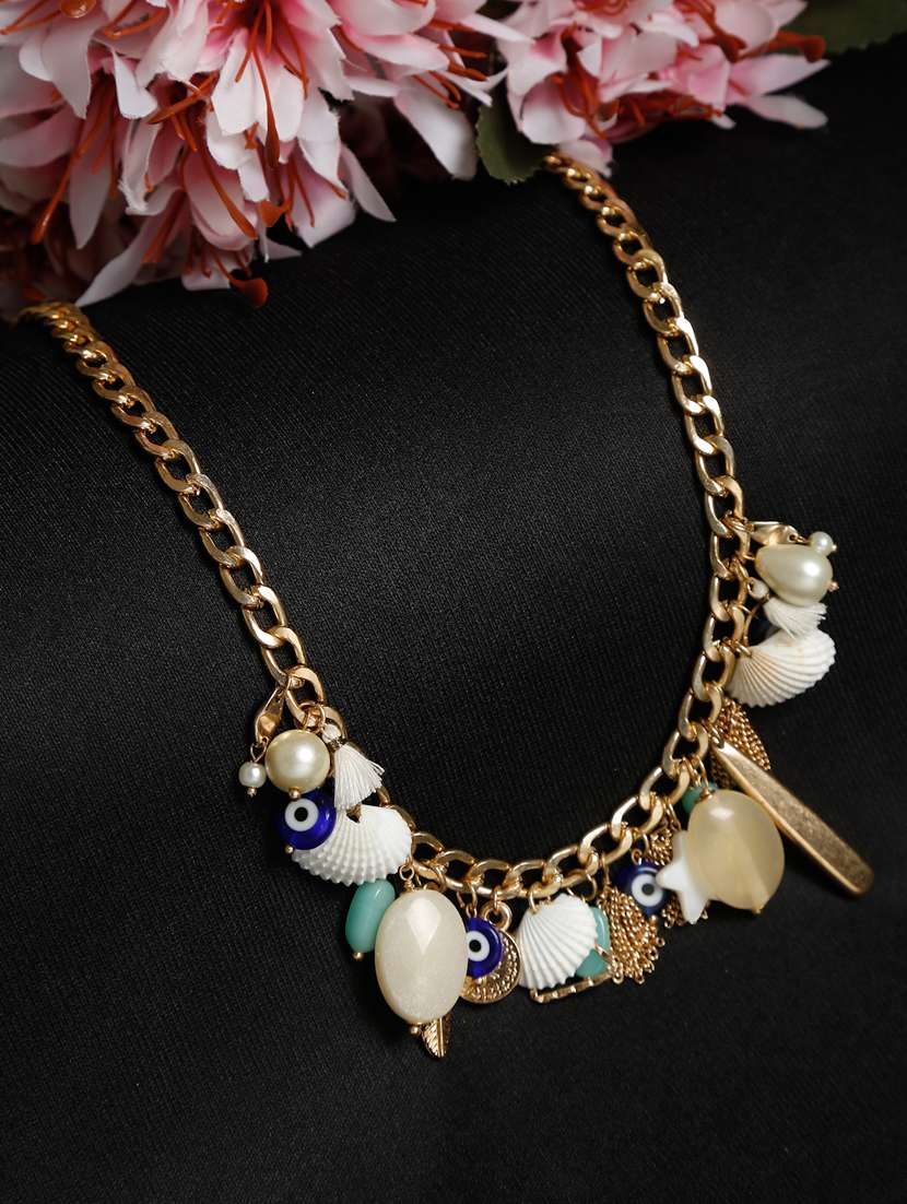 multi colored metal short necklace