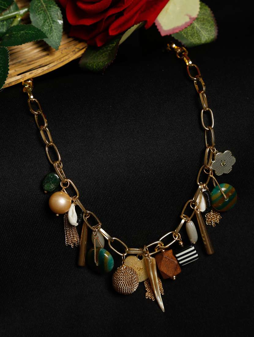 Multi Colored Metal Short Necklace