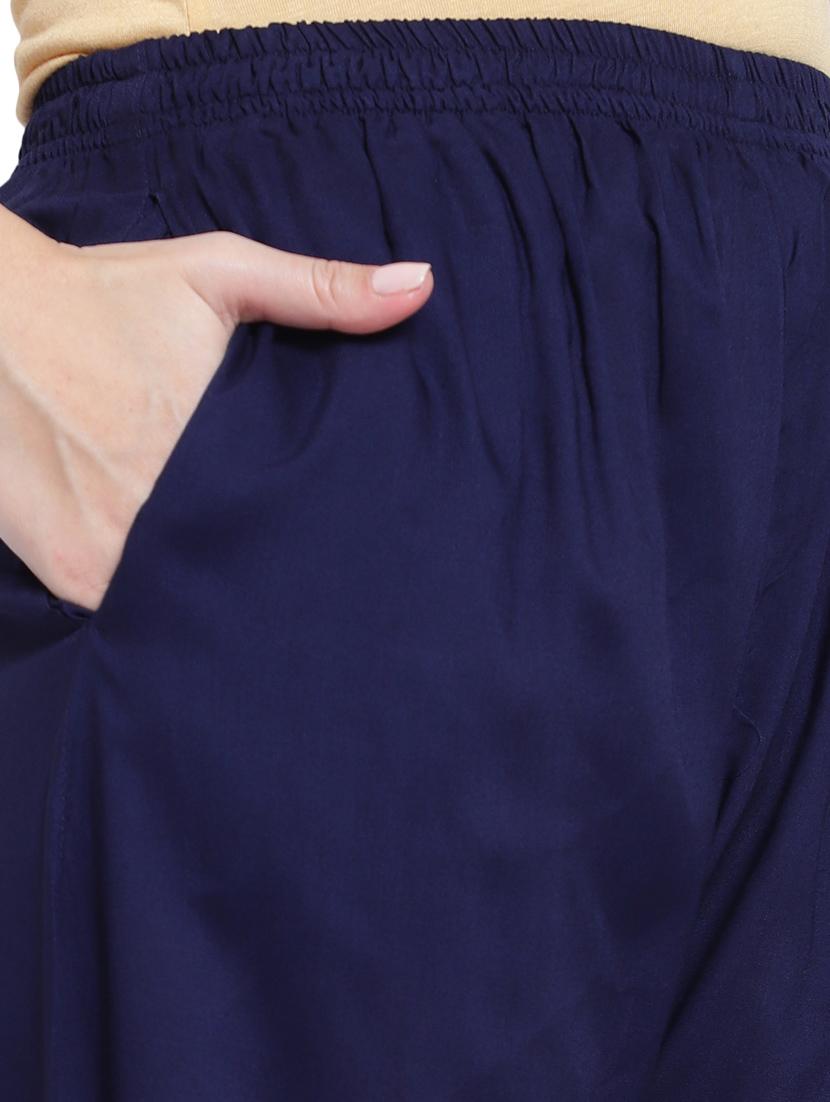 blue solid flared palazzo - 19876518 - Standard Image - 3