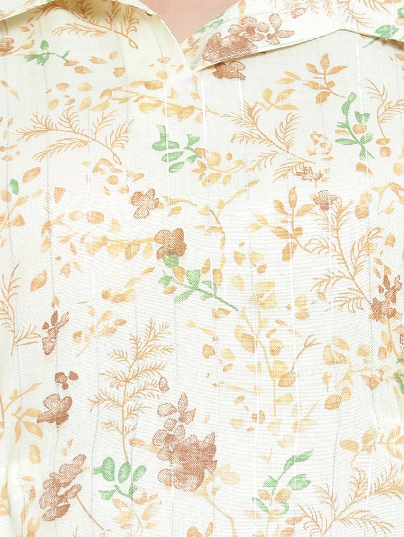 yellow floral print shirt collar regular tunic - 19876529 - Standard Image - 5