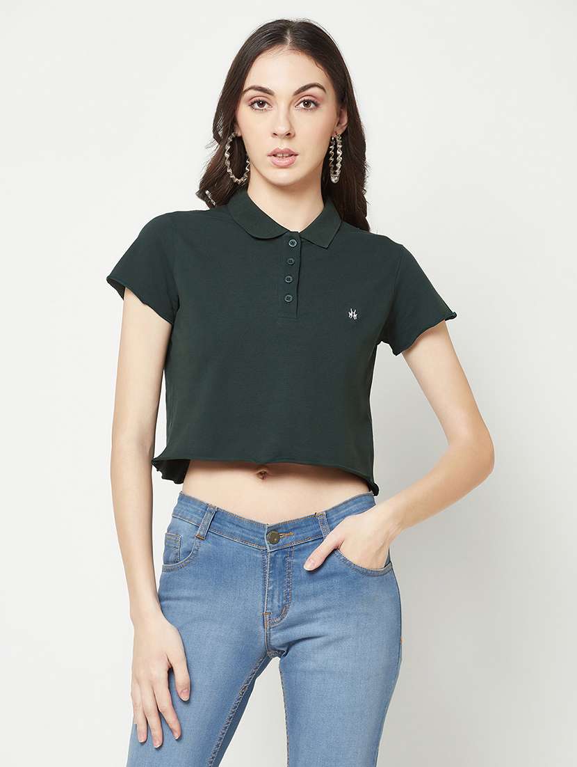 women's plain polo neck t-shirt