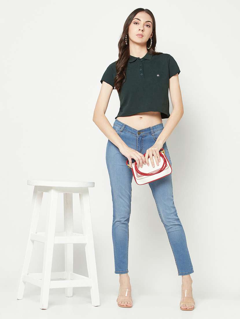 women's plain polo neck t-shirt - 19877682 -  Standard Image - 3