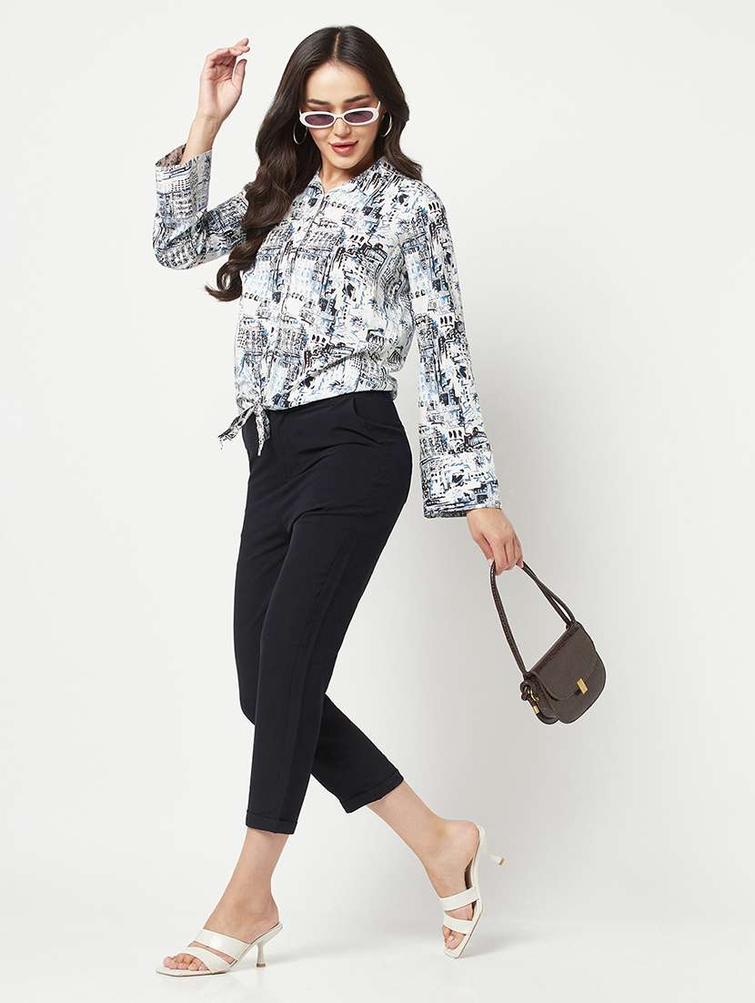 black solid mid rise trouser - 19878143 -  Standard Image - 3