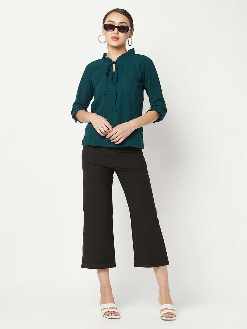 women's straight tie-up neck top - 19878257 - Standard Image - 3
