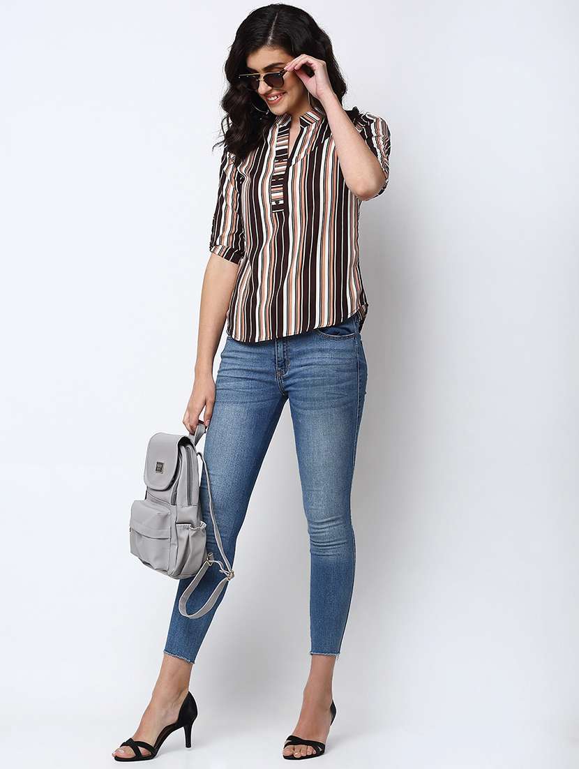 women's straight mandarin neck top - 19878394 -  Standard Image - 3