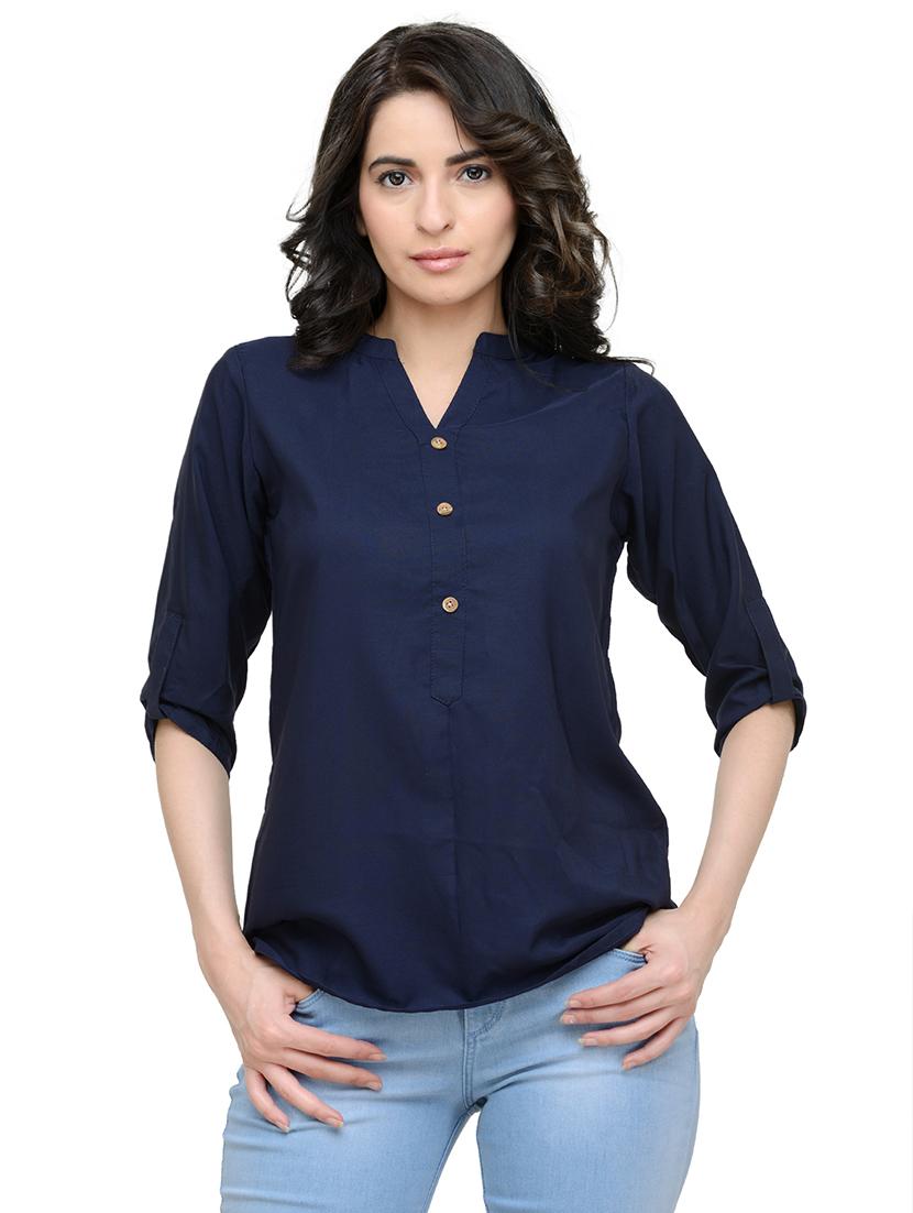 women's straight mandarin neck top - 19878407 - Zoom Image - 0