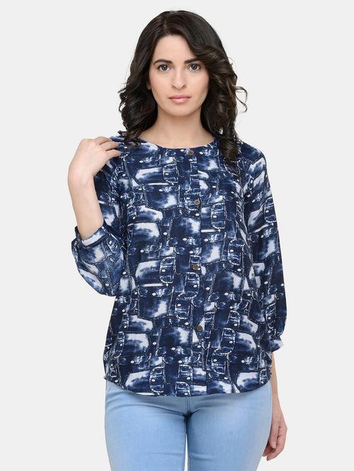 women's straight round neck top - 19878410 - Standard Image - 0