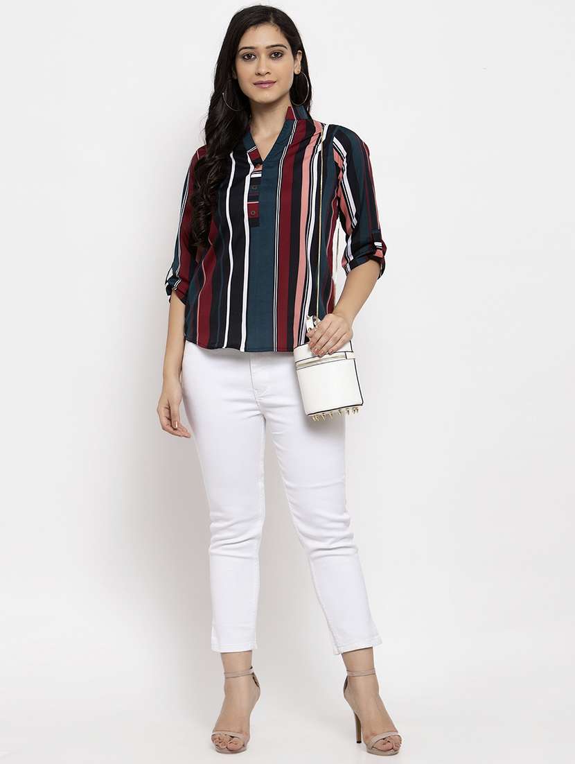 women's straight mandarin neck top - 19878414 -  Standard Image - 3