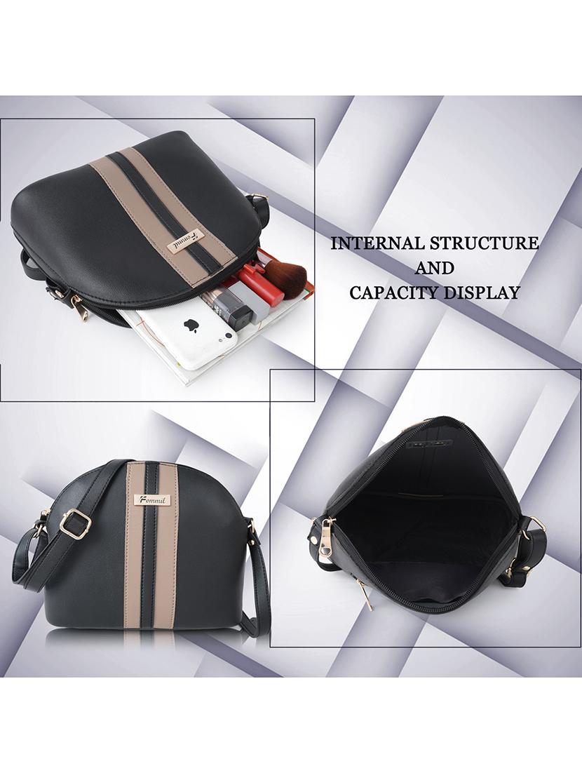 black leatherette (pu) sling bag - 19878816 - Standard Image - 3