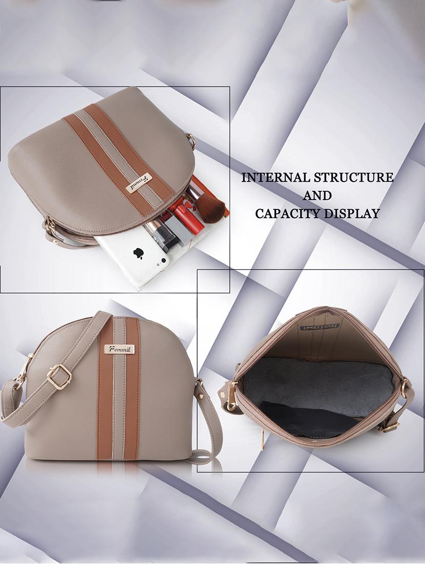beige leatherette (pu) sling bag - 19878817 - Standard Image - 3
