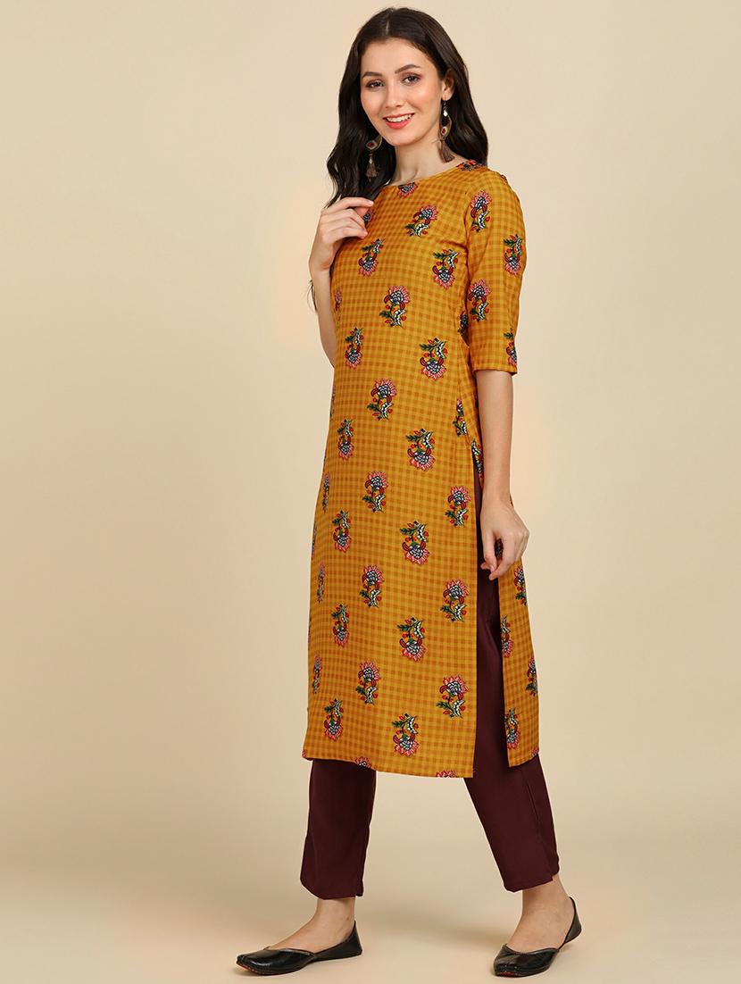 round neck printed kurta pant set - 19881969 - Zoom Image - 0