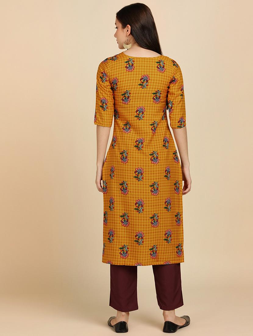 round neck printed kurta pant set - 19881969 - Standard Image - 3
