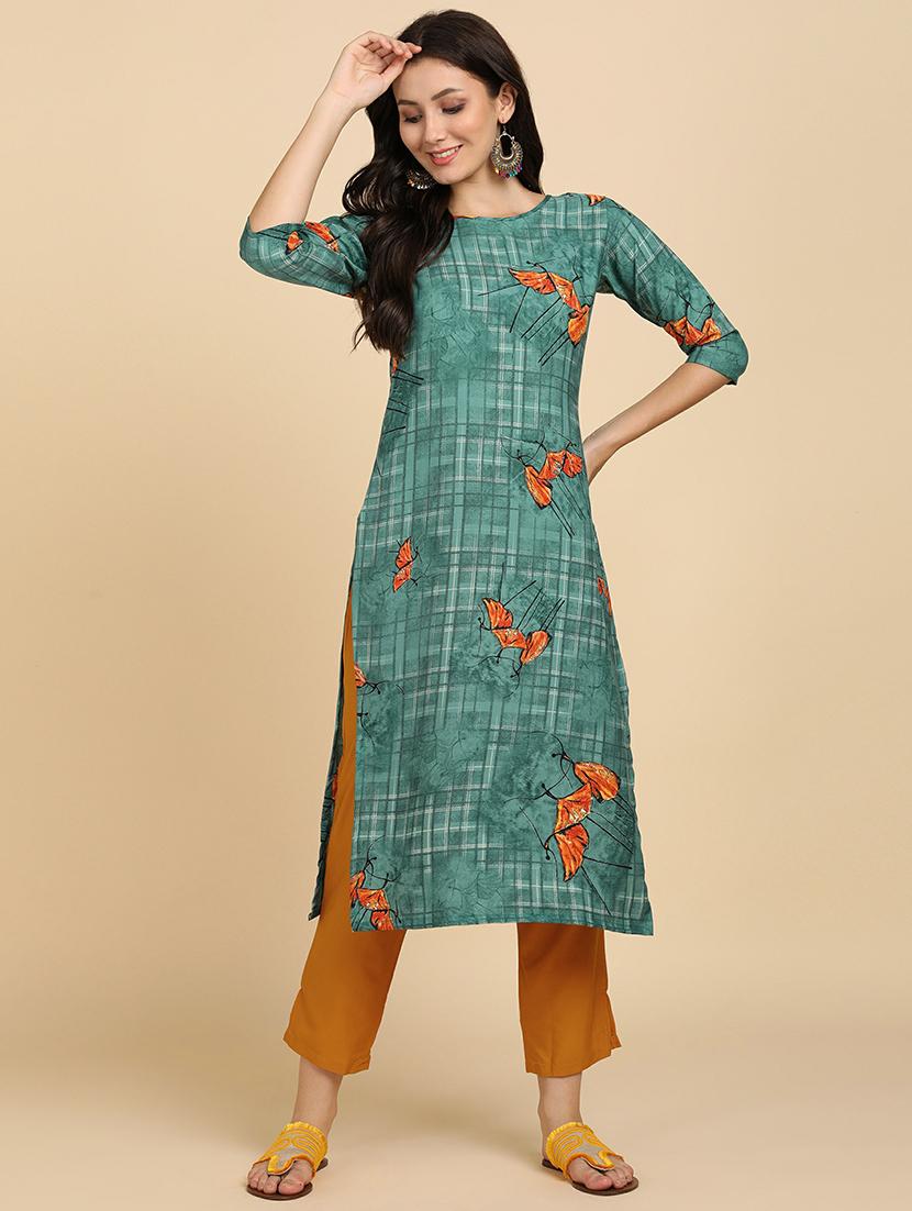 round neck printed kurta pant set - 19881992 -  Zoom Image - 0