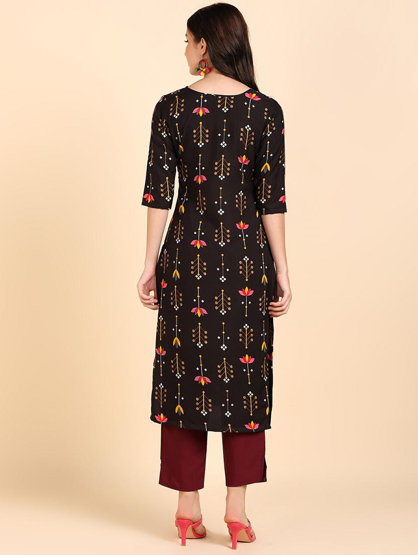 round neck printed kurta pant set - 19882004 - Standard Image - 3