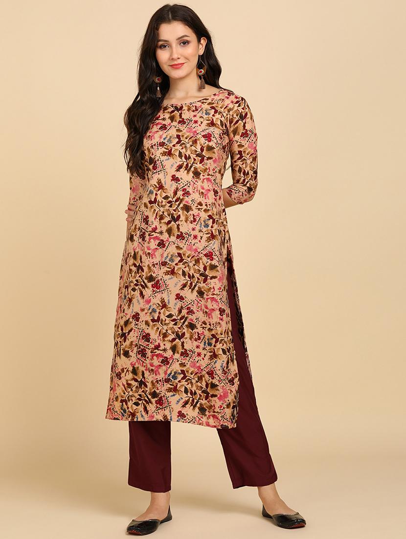 round neck printed kurta pant set - 19882012 -  Zoom Image - 0