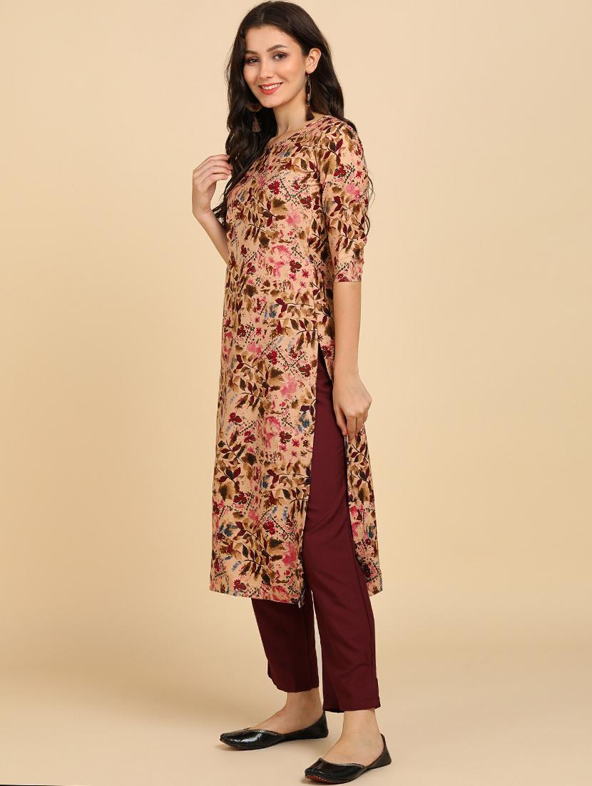 round neck printed kurta pant set - 19882012 - Standard Image - 3