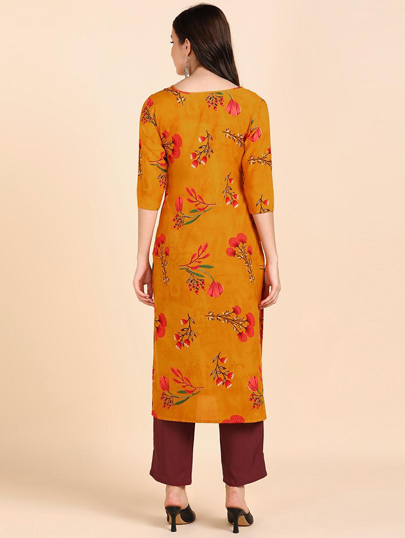 round neck printed kurta pant set - 19882014 - Standard Image - 3