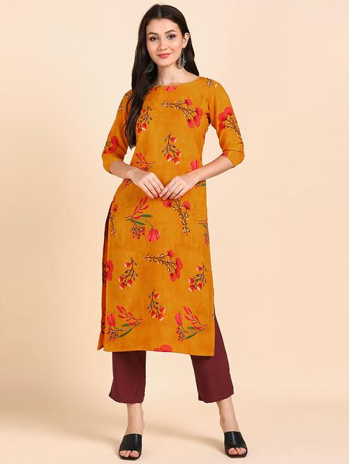 round neck printed kurta pant set - 19882015 - Standard Image - 0