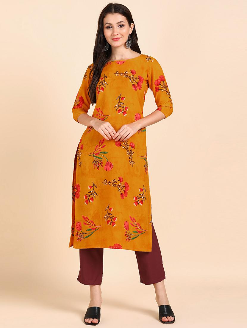 round neck printed kurta pant set - 19882015 - Zoom Image - 0