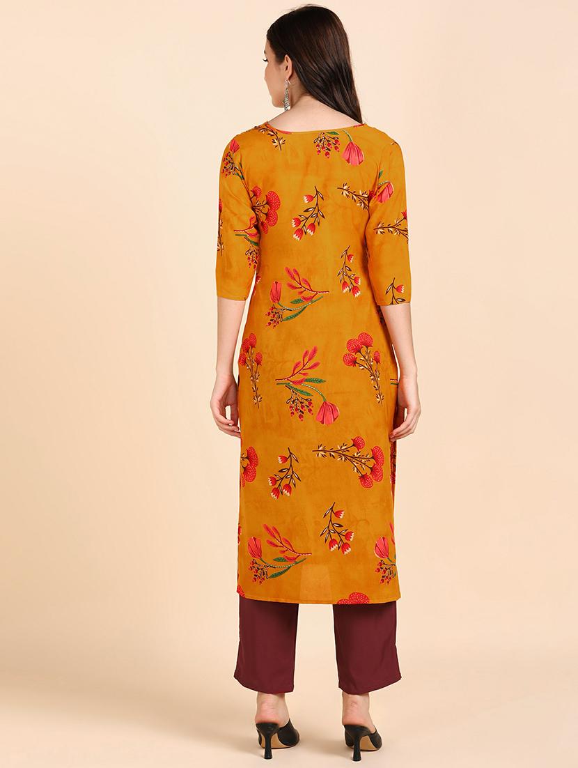 round neck printed kurta pant set - 19882015 - Standard Image - 3